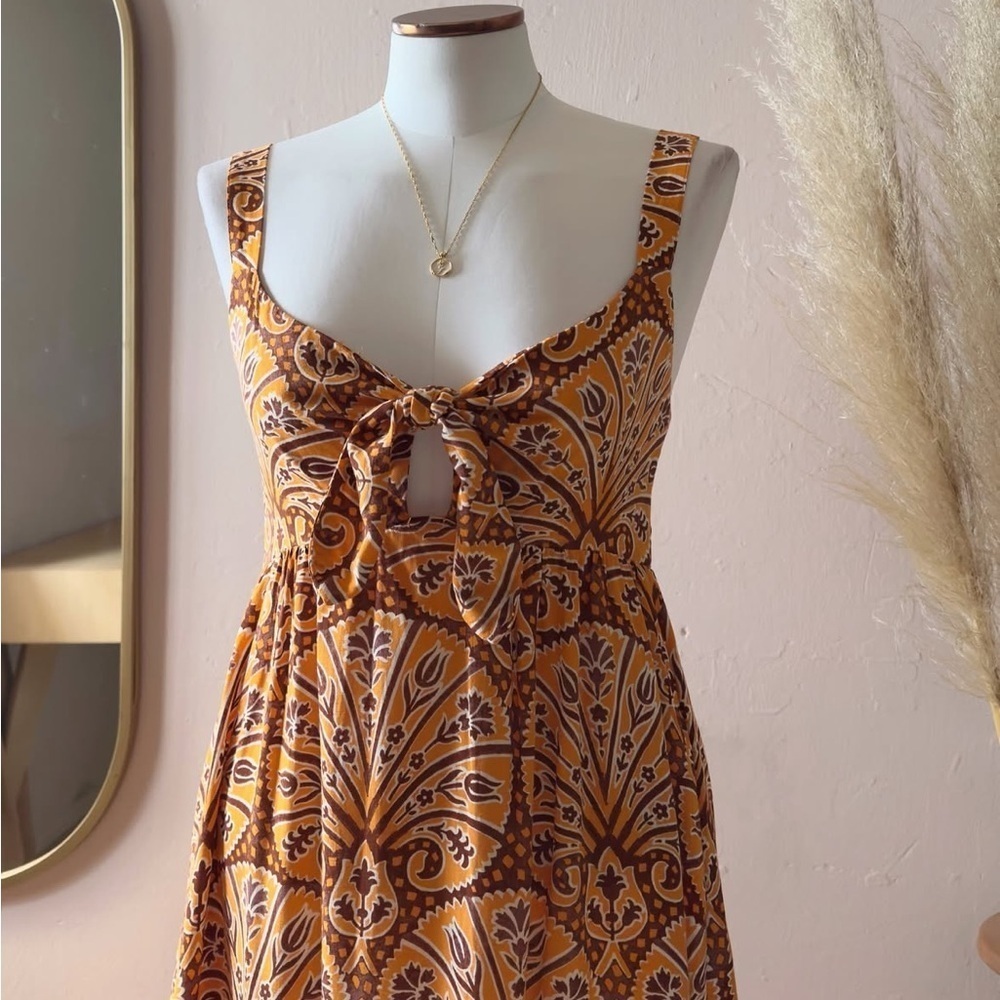 Knox Rose Dress Tie Front Midi Orange Women's size medium - Picture 4 of 4